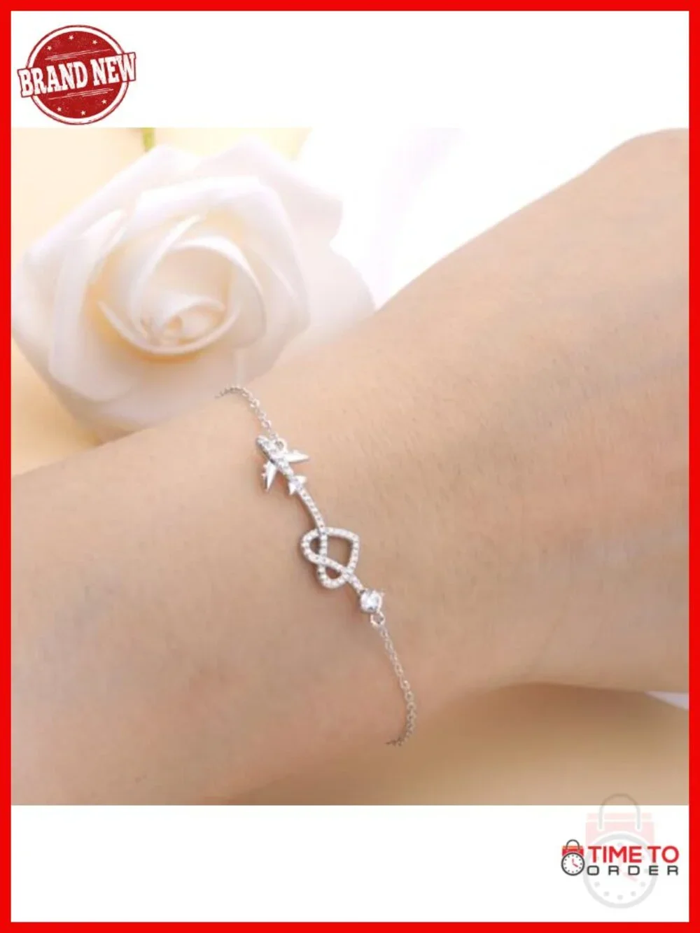 925 Sterling Silver Heart Airplane Bracelet Link Chain Aviation Gift